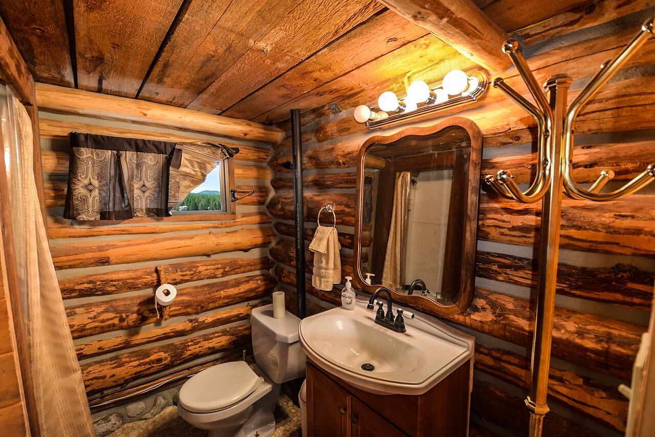 wooden bathroom